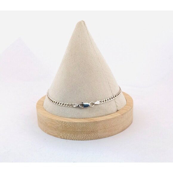 925 Sterling Silver 9" Italian Curb Chain Bracelet | Estate Jewelry PLUX Mark - Picture 2 of 8